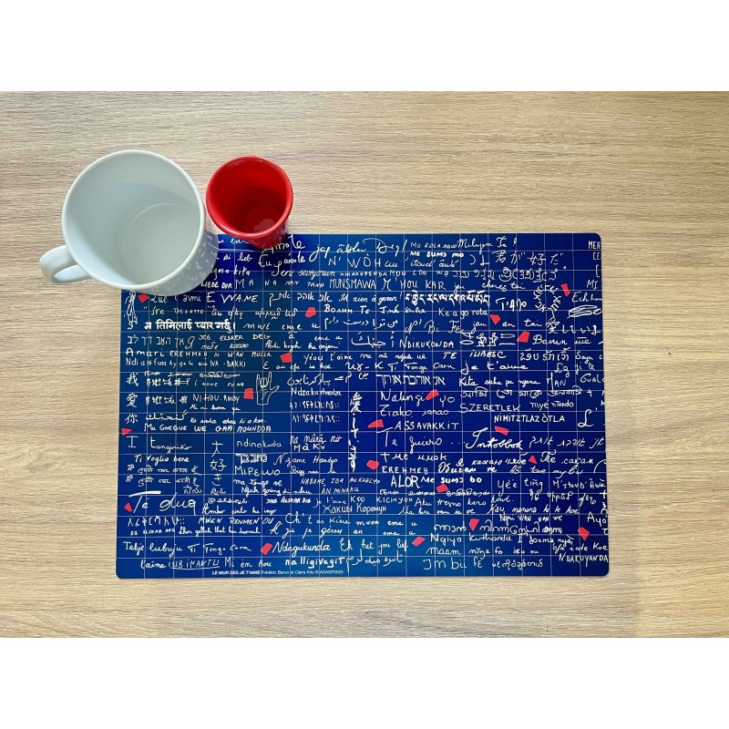 set de table mur des je t'aime